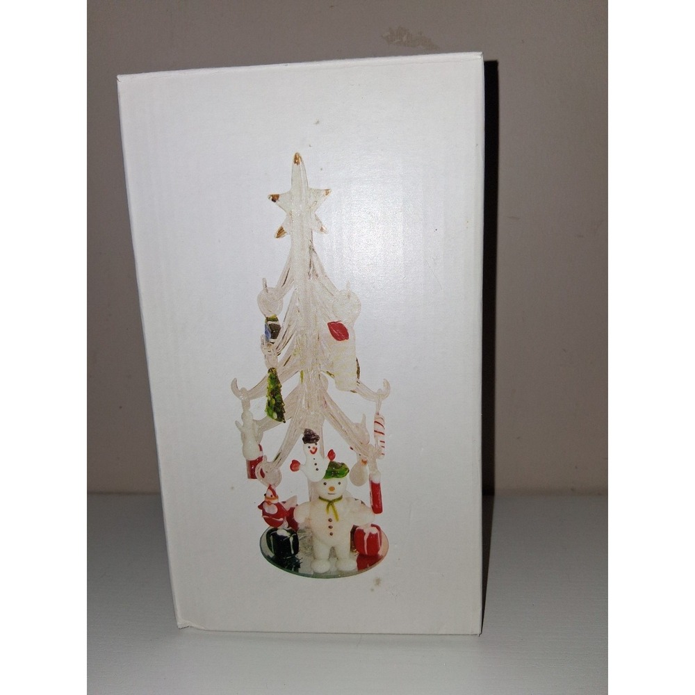LS Arts Crystal Christmas Tree With 15 Mini Glass Ornaments 8" XM-156 Boxed